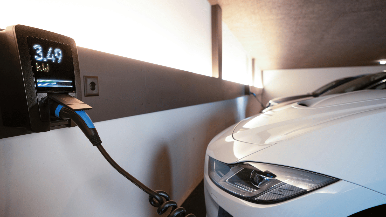 Electric vehicle being checked in a service workshop